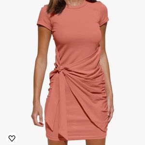 Short Sleeve Faux Wrap Dress